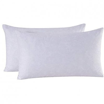 Set of 2 Feather and Down Pillow Insert 10x18 Rectangle Decorative Throw Pillow Insert 100% Cotton White - BAAGIV49T