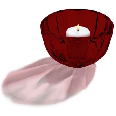 Paneled Round Crystal Candle Clear Tea Light Votive Holder Bowl Full Red Color By Tabletop King - BWDXYTHUS
