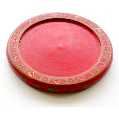 Worldcraft Red Painted Candle Plate Large 8x8 for a 6x6 Candle. Hand Painted in Rajasthan and Imported. Protect Furniture from Candle Wax. Red. Large 8" Size - BMILCSJ4P