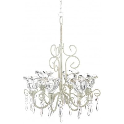 Decorative Candle Chandelier White Hanging Chandeliers Candle Holders Metal - BOWECPUXR