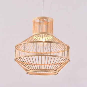 Japanese Hand-Woven Bamboo and Rattan Chandelier Household E27 Light Source Living Room Dining Room Decoration Lamp Single Head Lighting Energy-Saving Lamps - BFZQ01COU