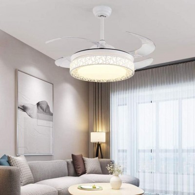 LED Modern Chandelier Lamp 36'' Ceiling Fan Light with Remote Control LED Integration Three Color Pendant Lights ABS Invisible Blade Compatible with Living Room Bedroom Restaurant Bird's Nest Design - BOE1PXLEU