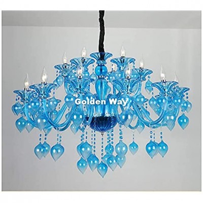 Sky Blue Crystal Chandelier Candle Holder Lamps Modern Crystal K9 Chandeliers Villa Living Room Hanging Lighting Color : 18arms D95cm Size : Warm White - BA46H010Y