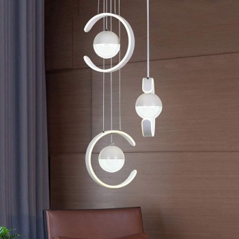 TANGIST Delicate Modern Ball Type LED 3 Light Source White Iron + Acrylic Bedroom Dining Room Study Living Room Chandelier Lamp D28CM High Taste Home Decoration - B7A2EFJEQ