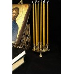 BlessedMart 7 Candle Orthodox Brass Candelabra Church Taper Candle Holder Home Altar Prayer Corner Height: 2.55 inch Gold - BWEKHKKB7