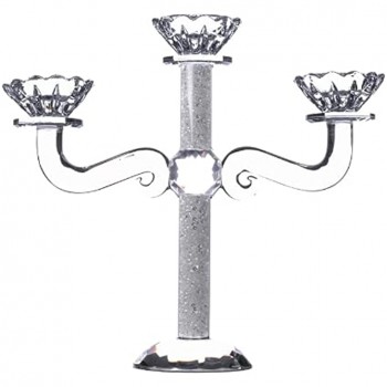 D Judaica Crystal Candelabra 3 Arms with Stones Silver Candle Holder 10.6" - BRPNZZ5X5