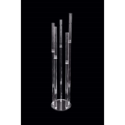Event Decor Direct Crystal Cluster Round Glass Candelabra Decorative Pillar Candle Holder Wedding Décor 12" X 52" 5 Pillar - B8HLP784G