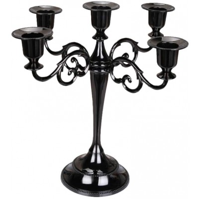 MMEXPER 5-Candle Metal Candelabra Centerpiece Candle Stand Home Decoration for Event Wedding Party Regular-Black - BJ4FZHDZD