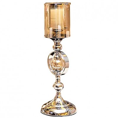 Shoichio Candle Holders Candle Stands for Pillar Candles,Rounded Turned Colums,Modern Crystal Candle Holder，Golden Candlestick Candlesticks -M - BKJ6L1T1Y