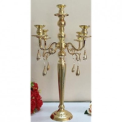 UiEvents.com 24 Inches Gold Large 5-Arm Metal Candelabra for Wedding Centerpieces - BBYCJ3LFE