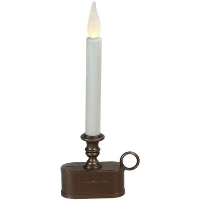 11" Battery Operated White and Bronze LED Christmas Candle Lamp with Toned Base - B99FTGLTC