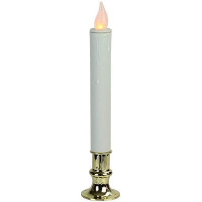 Brite Star 9.25" White LED Battery Operated Christmas Candle Lamp with Gold Base - BELES0XTH