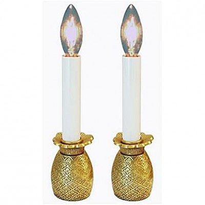 Candle Lamps Brass Pineapple Electric Window Candlestick Lamps Set of Two - BJ31ITIQZ