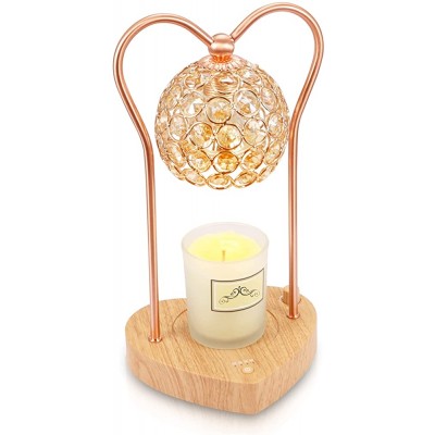Candle Warmer Lamp Candle Warmer Lantern with Crystal Lampshade Heart-Shaped Base Auto Shut Off Timer Electric Dimmable Candle Wax Warmer Melter for Home Scented Jar Candles Heater - BFQE19D8L