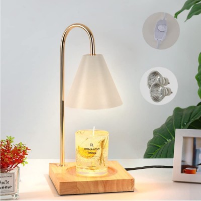 Candle Warmers  Aromatherapy Wax Warmer Lamp for Top-Down Candle Melting with Wooden Base Adjustable Temperature and Fragrance for Bedroom Living Room Study Home Decor Table Light White - B49QQ8QDQ