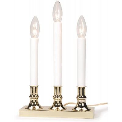 Darice 6204-03 3-Piece Light Brass Plated Candle Lamp with Box Shaped Base - BIP2GJQSH