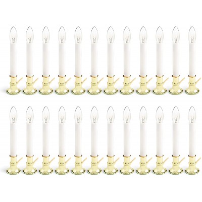 Electric Candle Lamp with Brass Plated Base Bulk Pack of 24 | Plug in Candlesticks with On Off Switch and 7-Watt Bulb | 9-Inch Colonial Welcome Lights for Windows and Holidays - B93EIV05V
