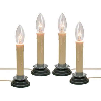 Goothy 5 Inch Electric Window Candle Lamp with Black Plum Iron Base Electric Country Candle Lamp with 7W C26 Clear Bulb Plug in Electric Candle Ready to Turn On  Off Ivory Cream- Set of 4 - B9O9D8MYR