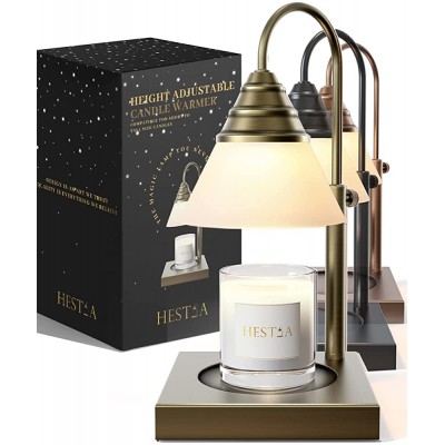 Hestia Magic Candle Warmer Lamp Compatible with Yankee Candles and 3 Wick Large Jars Height Adjustable Top Down Candle Lamp 110-120V Lamp Style Melter for Scented Candles Gold Dimmer - B8B7Q6W7B