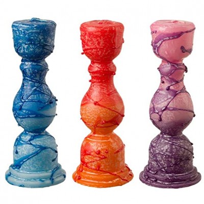 Modern Havdalah Candle with Drizzled Design 7" Assorted Colors Lamp Shape - BOIZMRIAW