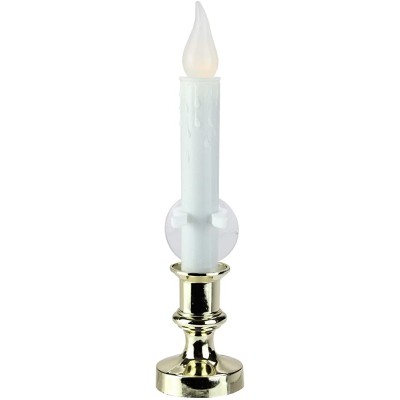 Northlight 8.5" Pre-Lit White and Gold LED Flickering Window Christmas Candle Lamp - B7IROHCFZ