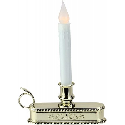 Northlight 8.75" Pre-Lit White and Gold LED C5 Flickering Christmas Candle Lamp with Handle Base - BT8RB1MZX