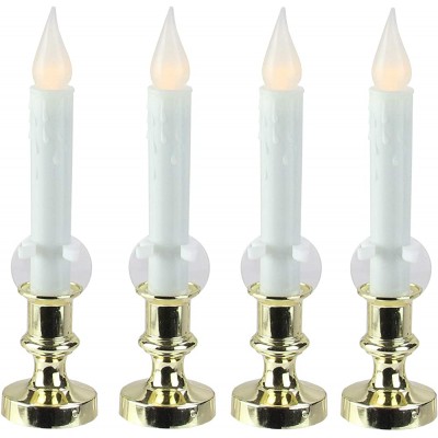 Northlight Set of 4 White and Gold LED C5 Flickering Window Christmas Candle Lamp with Timer 8.5" - BMY8X8QNL