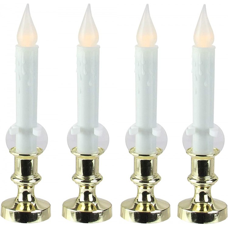 Northlight Set of 4 White and Gold LED C5 Flickering Window Christmas Candle Lamp with Timer 8.5 - BMY8X8QNL