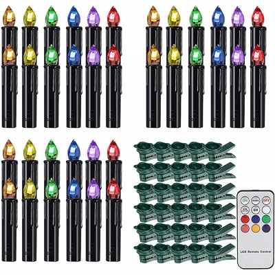XCVHJJO LED Candles Colorful Battery-Operated Fake Candle Christmas Tree Light with Timer Remote and Clip Decorative for Halloween Black LED Candle Color : FP01 Black 20PCS - BOFHU53AA