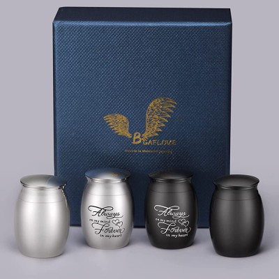 4 Pack Beautiful Keepsake Urn for Ashes-1.6" Tall Cremation Urns for Human or Pet Ashes-Handcrafted Decorative Urns for Funeral-Engraved "Always on My Mind Forever in My Heart" Urn for Sharing - B33A8PD7E