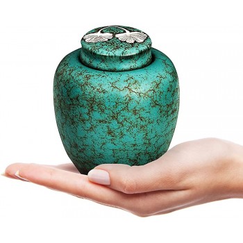 Bluetrunk Small Decorative Urns for Ashes Small Urns for Human Ashes Adult Keepsake Urn 4.2 in x 3.2 in Green Glazed Ceramics Cremation Urns for Adult Ashes Pet Urns Keepsake Urn for Pet Ashes - BYXSQPXWG
