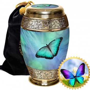 Bokeh Butterfly Cremation Urns for Human Ashes Adult for Funeral Burial Niche or Columbarium Cremation Urns for Adult Ashes Cremation Urns for Human Ashes Large - B8SM9QSU9