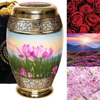 Lotus Tranquility Flower Urn- Cremation Urns for Human Ashes Adult for Funeral Burial Niche or Columbarium Cremation Urns for Adult Ashes Cremation Urns for Human Ashes Large - B8VUVX76D