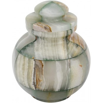 Mosaic Green Onyx Extra Small Urn Stone Funeral Urn 5.5 Inches High - BGHNHP5RR