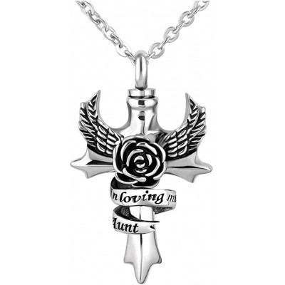 MZC Jewelry Cross Angel Wings Urn Necklace for Ashes in Loving Memory Dad Mom Grandma Grandpa Brother Sister Uncle Aunt Son Cremation Keepsake Memorial Jewelry - BP0W3O7IQ
