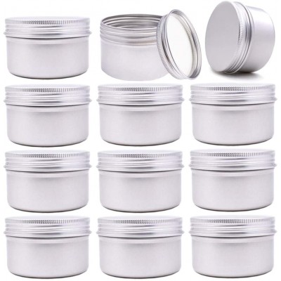12Pack 4oz Round Metal Tins with Lids,Aluminum Empty Candle Tins,Screw Top Tin Cans Gram Jar for Gifts,Candle Making,Arts & Crafts,Spicese,Food - B6ZHK055I