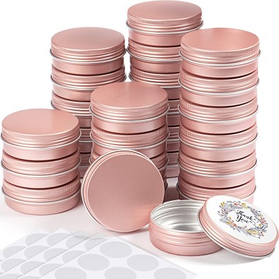 36 Pieces 2 oz Salve Tins Metal Tins with Lids Round Tins Containers Candies Tins with 10 Sheets Stickers for Salve Spice Candies Candles Kitchen Office Storage Rose Gold - BH3SEXEDH