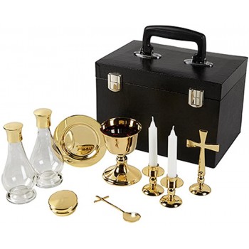 9 Piece Deluxe Travel Mass Kit and Communion Set with Black Carrying Case - BG9LIGNCF