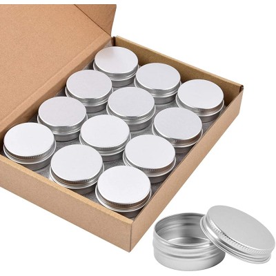Aluminum Tin Cans 24PCS 1 2 Oz Metal Round Tins Containers Screw Lid Small Empty Storage Travel Tin Jars for Candles Salve Cosmetics Spices - BI9DC3L0V