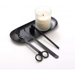 BEDOGO 4 in 1 Candle Accessory Set Candle Wick Trimmer,Candle Wick Dipper,Candle Wick Snuffer,Storage Tray Plate Candle Care Tools Elegant Gift for Candle Lovers and Aromatherapy Lovers Black - BPFIMTK8C