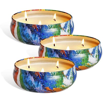Citronella Candles Outdoor 3-Wick Large Tin Candles Made with Soy Wax Lemongrass Essential Oil for Home Patio Garden Camping Set of 3 x 13.5 Oz - BDXOCIYGO