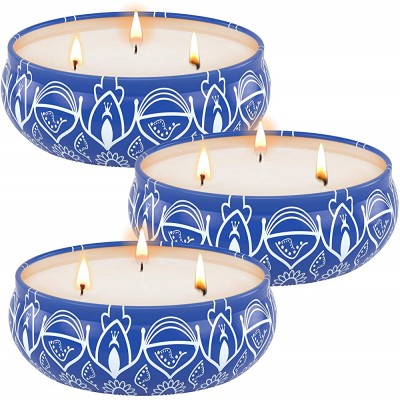 Citronella Candles Outdoor and Indoor 13.5oz Scented Candles Gift Set Soy Wax Candles 75 Hours Burning Each Candle for Patio Garden Yard Home Kitchen Bedroom 3 Pack by Yovikin Blue - BEML3THX5