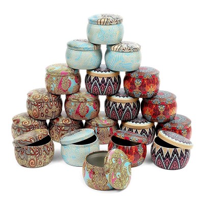 Metal Candle Tins with Lids Round Storage Containers 3 x 2 In 20 Pack - B5YQ36QPV