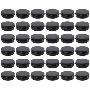 Moretoes 36 Pack 2 Oz Metal Round Balm Tins Black Aluminum Cans Empty Containers with Screw Lids for Salve Spices or Candies - BV5XTSXCL