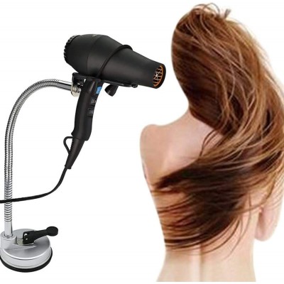 SKEMIX Hair Dryer Holder Stand Stainless Steel 360 Degree Rotating Lazy Hair Dryer Stand with Suction Cup Hands Free Blow Dryer Holder Countertop - BKHGCR5OR
