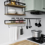 3 Tier Wall Mounted Floating Shelves Set of 3 Rustic Wood Wall Shelf with Metal Frame Extra Storage Rack for Bathroom Kitchen Bedroom with Tissue Rack & Towel Bar - BQFL96GKC