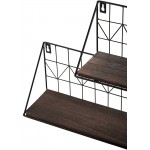 Mkono Floating Shelves Wall Mounted Set of 2 Rustic Wood Storage Display Shelf with Metal Wire Basket 11.5 Inches Hanging Shelf for Bedroom Bathroom Living Room Kitchen Office Brown,Small - BJLY4PBJR