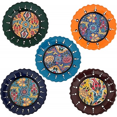 Ayennur Turkish Decorative Plates Set of 5-5.11"13cm Multicolor Handmade Ceramic Ornament for Home&Office Wall Decors - BV4XHK6J1