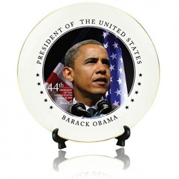 DM Barack Obama 8-inch Ceramic Presidential Decorative Plate w Gift Box Obama for America - BIEI2U0RE