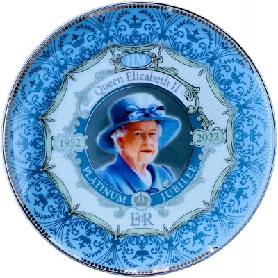 Queen Elizabeth Platinum Jubilee Portrait Plate Commemorative Memorabilia Souvenirs Gift With Stand By LILAJ 20 cm - B876LHJOS